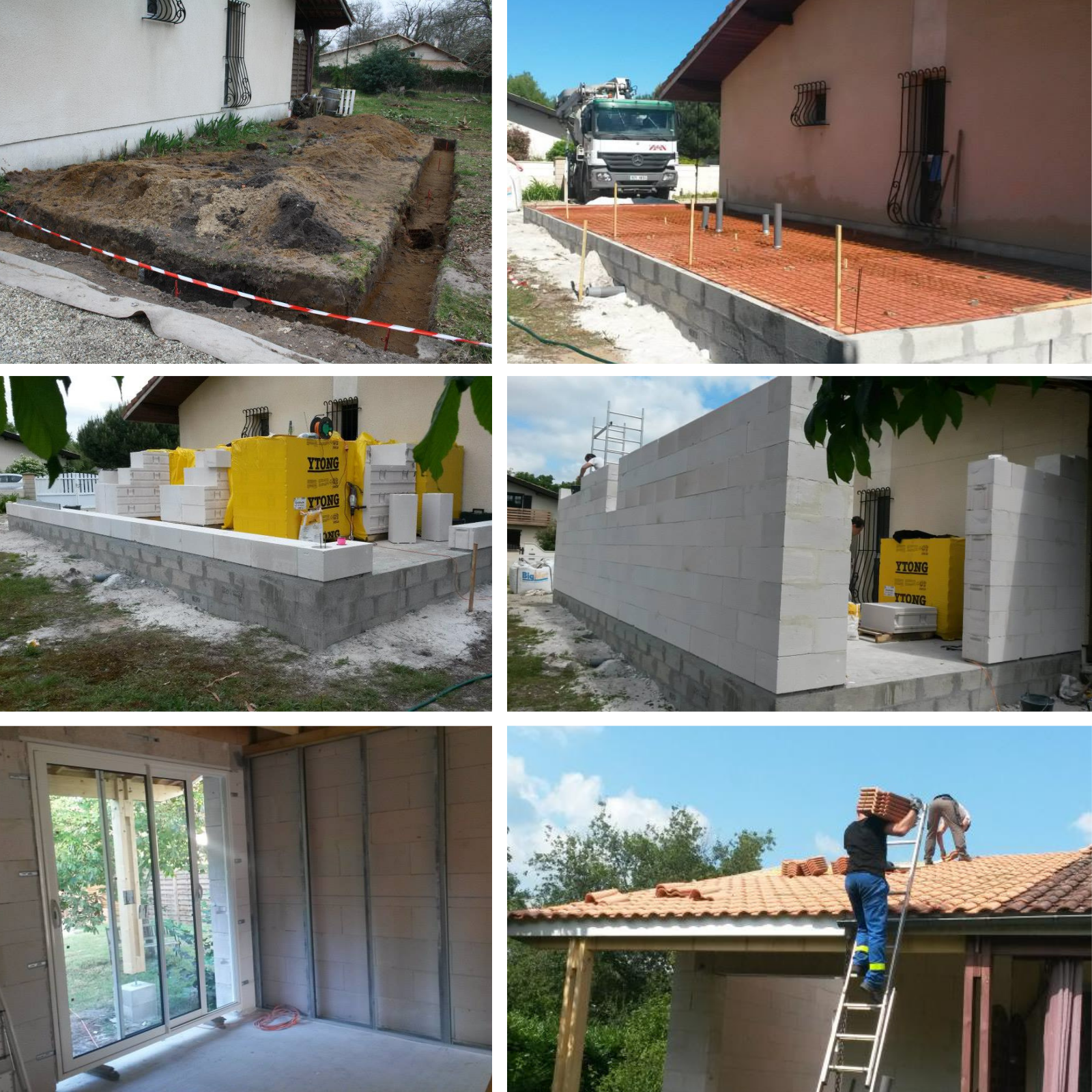 Agrandissement d'une maison avec une salle d'eau et deux chambres.