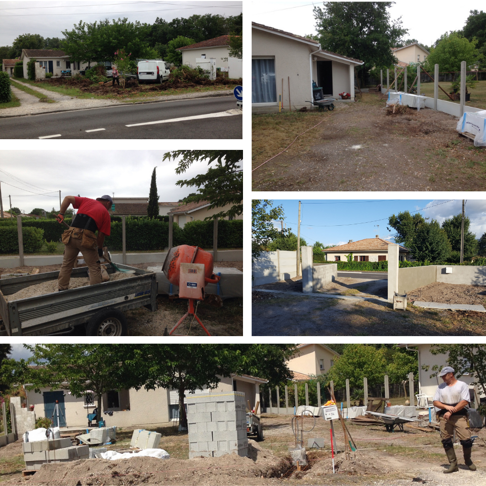 Cloture avec poteaux béton.